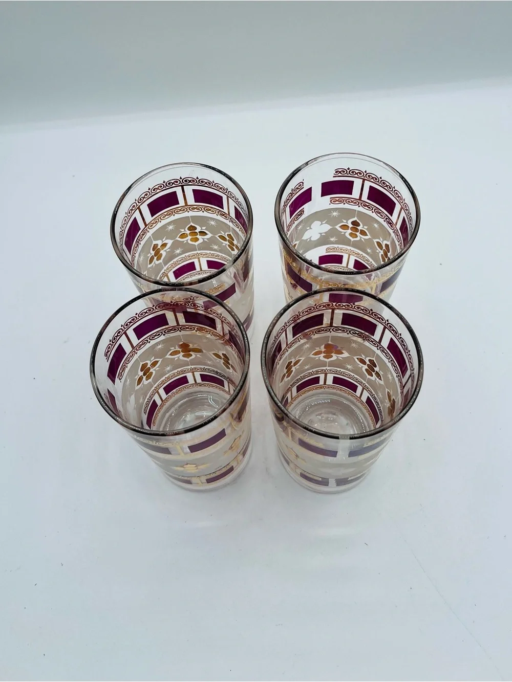 mid century Anchor Hocking Elegance Highball Tumblr Glasses Gold Atomic Set Of 4